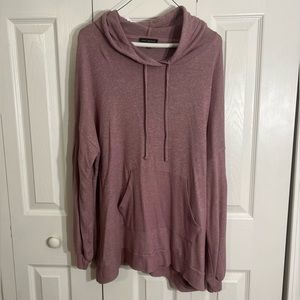 (T8) Lane Bryant- Mauve Hooded Knit Long Sleeve Cowlneck Oversized Sweater